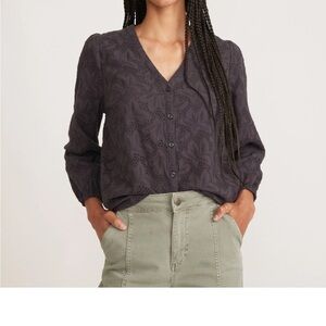 Marine Layer Charcoal Button-Up Blouse